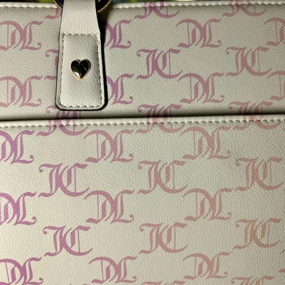 NWT Juicy Couture Bling Logo Tote Bag Pink White Chain Handle Purse HTF - Picture 8 of 14